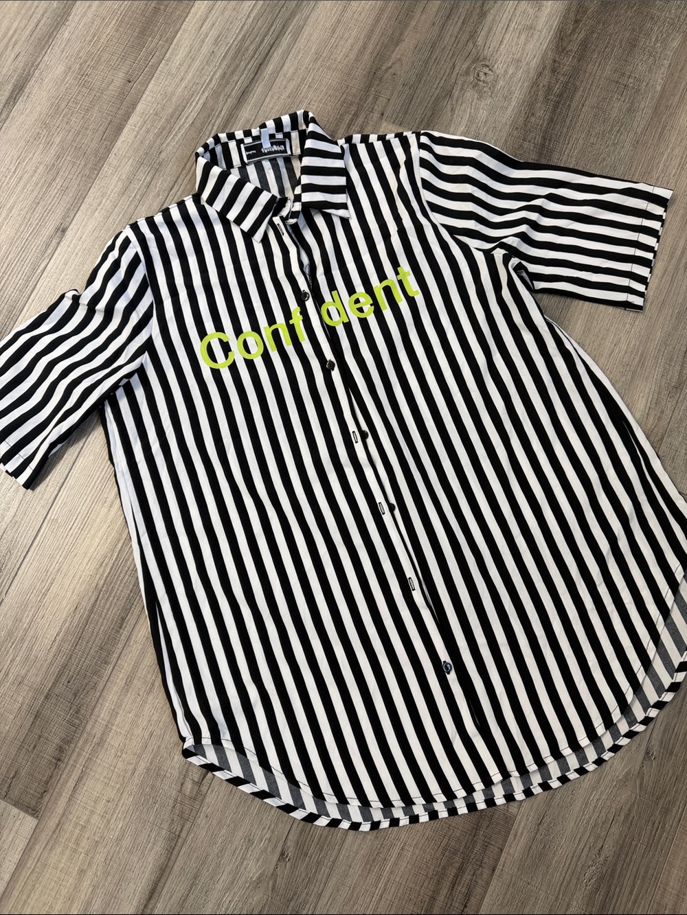 Confident Black & White Stripe Short-Sleeve Shirt